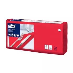   Szalvéta 2 rétegű 1/4 hajtás lapméret: 32,8 x 32,5 cm 200 lap/csomag Lunch Tork_477210 piros