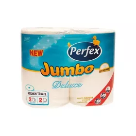   Papírtörlő konyhai 2 rétegű átmérő: 15 cm 200 lap/48 méter/tekercs 2 tekercs/csomag Perfex Jumbo Deluxe_HK12377 fehér