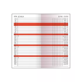   Zsebnaptár álló Leporello kivitel, havi tervező beosztás bordó Realsystem 2027.