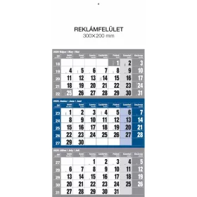   Falinaptár speditőr 1 tömbös 12 lapos 300mmx480mm, üres fejlappal kék Realsystem 2026.