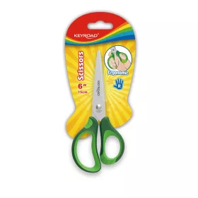   Olló, 15 cm, hegyes, 1 db/bliszter, Keyroad Soft Grip, vegyes színek