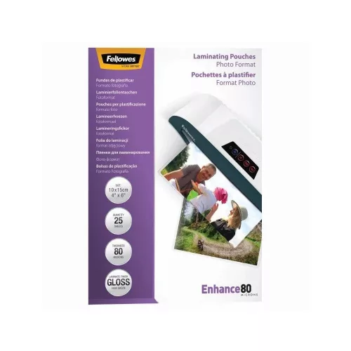 Lamináló fólia, 100x150mm, 80 mikron, fényes, 25 db/doboz, Fellowes®