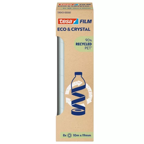 Ragasztószalag 19mmx10m irodai átlátszó újrahasznosított Tesa Eco & Crystal 8db/doboz