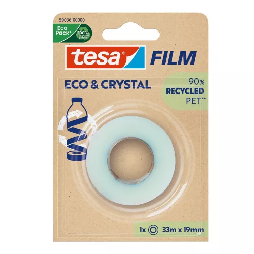 Ragasztószalag 19mmx33m irodai átlátszó újrahasznosított Tesa Eco & Crystal