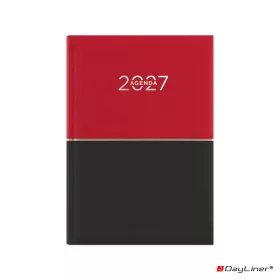   Határidőnapló Contrast A5 napi, fehér lapokkal piros-fekete Dayliner 2027.