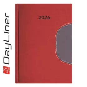   Határidőnapló Memphis B5 heti, fehér lapokkal piros-szürke Dayliner 2026.