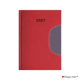   Határidőnapló Memphis B5 heti, fehér lapokkal piros-szürke Dayliner 2027.