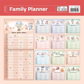   Falinaptár képes 300 x 300 mm, fehér lapokkal Family Planner Dayliner 2026.