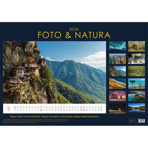 Falinaptár képes 340 × 485 mm, fehér lapokkal Foto&Natura B3 Dayliner 2027.