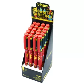   Golyóstoll kupakos, 0,7mm Vinson Circus A4 vegyes test displ 20 db/display