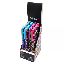   Golyóstoll kupakos, 0,7mm Vinson Flower Garden A24 vegyes test displ 20 db/display