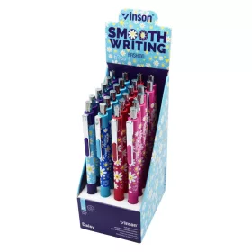   Golyóstoll nyomógombos 0,7mm Vinson Daisy 206 vegyes test displ 24 db/display