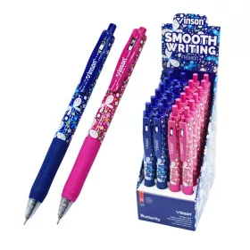   Golyóstoll nyomógombos 0,7mm Vinson Butterfly 520 vegyes test displ 24 db/display