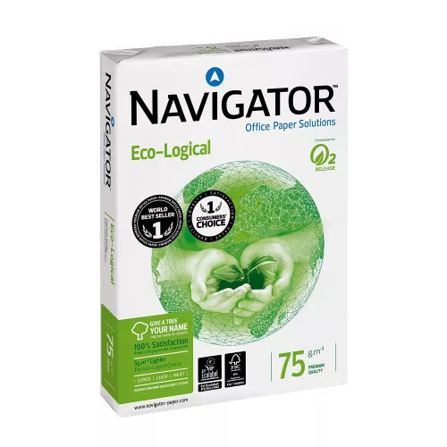 Másolópapír A4, 75g, Navigator Eco-Logical, CIE 169 fehérség, prémium minőség, 500ív/csomag