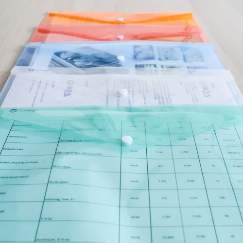 Irattartó tasak A4, PP patentos Bluering® transzparens pink