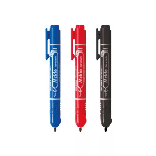 Alkoholos marker 1,3 mm, nyomógombos, Zebra Mckie Retractable írásszín kék