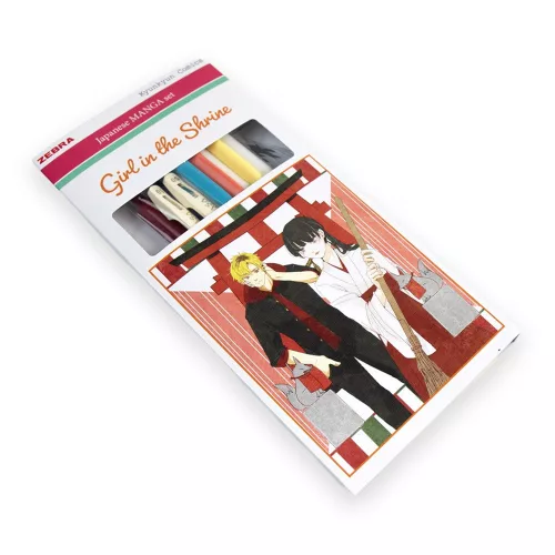 Írószer készlet, Zebra Manga Set, Girl in the shrine, 5 darabos