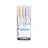 Szövegkiemelő készlet, 1,4/4 mm, kétvégű, Zebra Mildliner Highlighter Gentle, 5 különböző szín