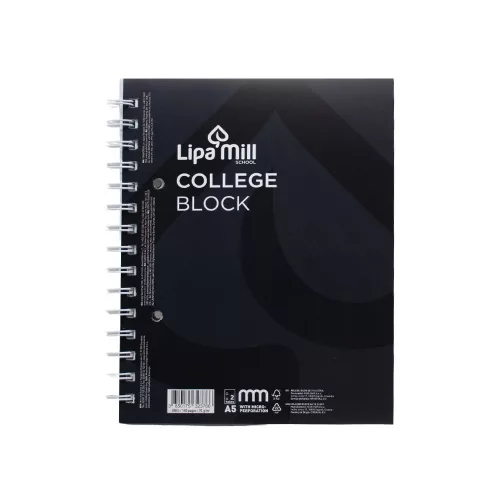Spirálfüzet A5, 70lap vonalas perforált lyukasztott Lipa Mill vegyes színekben