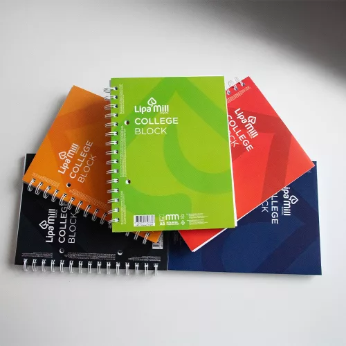 Spirálfüzet A5, 70lap vonalas perforált lyukasztott Lipa Mill vegyes színekben