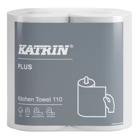   Háztartási papírtörlő kéztörlő 2 rétegű átmérő: 13,4 cm 110 lap/24 m/tekercs 2  tekercs/csomag _Katrin 89673 fehér
