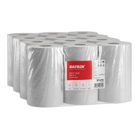   Kéztörlő 2 rétegű belsőmagos tekercses átmérő: 14 cm 300 lap/75 m/tekercs 12 tekercs/csomag S Katrin_97470 fehér