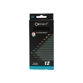   Színes ceruza készlet, hatszögletű, fekete test Connect 12 klf. szín