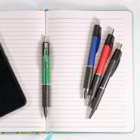   Golyóstoll nyomógombos Spoko, vegyes testszín, írásszín kék