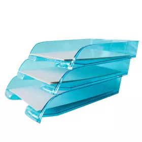   Irattálca műanyag 550 extra széles 345x270x67mm, Bluering®, áttetsző kék