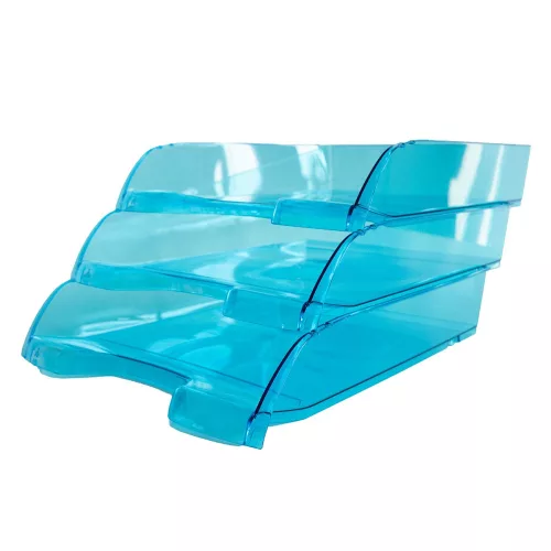 Irattálca műanyag 550 extra széles 345x270x67mm, Bluering®, áttetsző kék