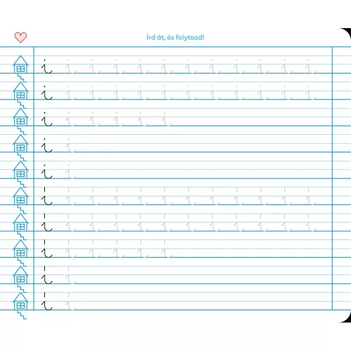 Füzet iskolai, 32lap, írás gyakorló előírt 1.osztályos fekvő Süni Meixner