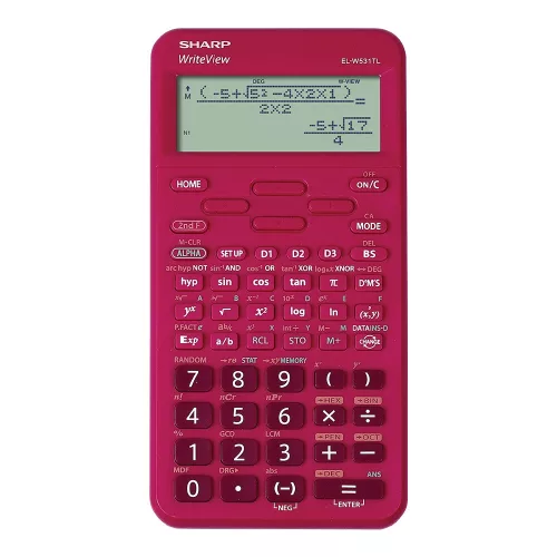 Számológép tudományos 420 funkciós 10+2 digites 4 soros napalemes Sharp ELW531TLBRD piros