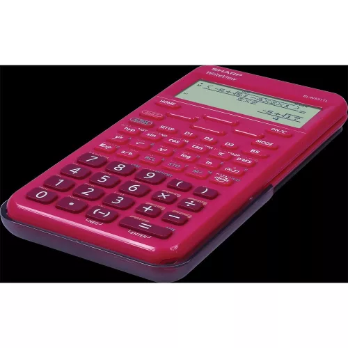 Számológép tudományos 420 funkciós 10+2 digites 4 soros napalemes Sharp ELW531TLBRD piros