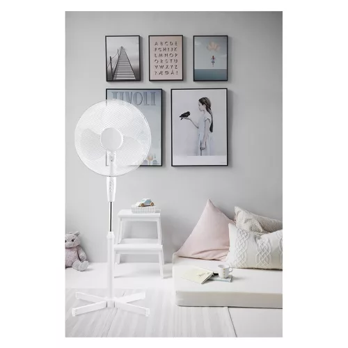 Ventilátor álló 16" 40cm átmérő 40W, fehér Platinet