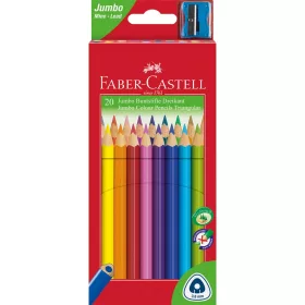   Színes ceruza készlet háromszögletű + hegyező Jumbo Junior Faber-Castell 20klf. szín