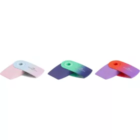   Radír műanyag tartóban mini színátmenetes SLEEVE Faber-Castell égkék-rózsa,türkiz-kék,piros-lila