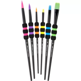   Ecsetkészlet, 2, 4, 6, 8, 10, 12, puha tapintású kerek/lapos Faber-Castell fekete testszín