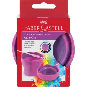   Ecsettál összecsukható mechanizmussal CLIC&GO Faber-Castell rózsaszín márvány