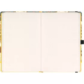   Keménytáblás notesz krémszínű lapokkal, pontozott, leszorító gumiszalaggal Alphonse Mucha – Feather 130x210mm, Presco