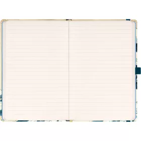   Keménytáblás notesz krémszínű lapokkal, vonalas, leszorító gumiszalaggal Katsushika Hokusai 130x210mm, Presco