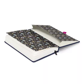   Keménytáblás notesz krémszínű lapokkal, vonalas, leszorító gumiszalaggal Kuromi 130x210mm, Presco