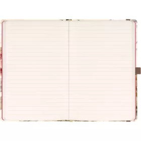   Keménytáblás notesz krémszínű lapokkal, vonalas, leszorító gumiszalaggal Powder Flower 130x210mm, Presco