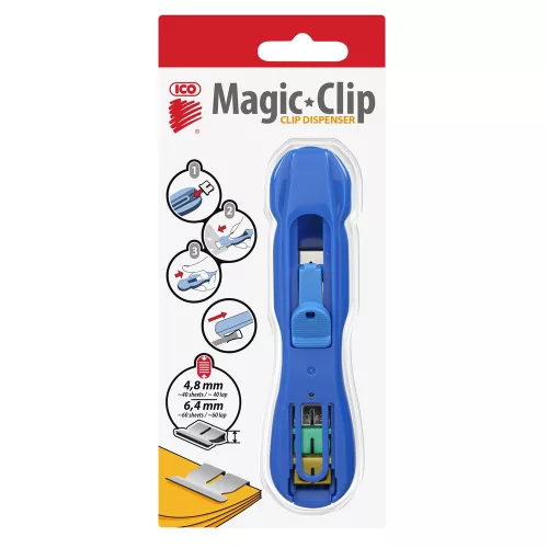 Iratcsíptető fűzőgép + kapocs Ico Magic clipper