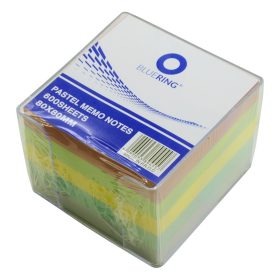   Kockatömb 8x8x6,5cm, ragasztás nélküli, transzparens tartóban színes pasztell 8x8x6,5cm, Bluering®