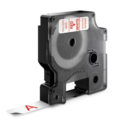 Feliratozógép szalag Dymo Letratag Dymo D1 S0720550/45015 12mmx7m, ORIGINAL, piros/fehér