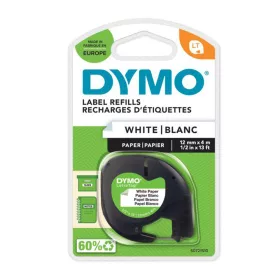   Feliratozógép szalag Dymo Letratag S0721510/59421 papír 12mmx4m, ORIGINAL fekete/fehér