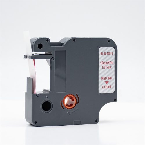 Feliratozógép szalag kompatibilis Dymo D1 S0720520/45012 12mmx7m ECO piros/víztiszta