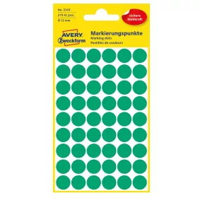   Etikett címke, o12mm, jelölésre, 54 címke/ív, 5 ív/doboz, Avery zöld