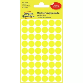   Etikett címke, o12mm, jelölésre, 54 címke/ív, 5 ív/doboz, Avery sárga
