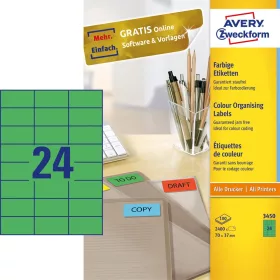   Etikett címke, 70 x37mm, univerzális, 24 címke/ív, 100 ív/doboz, Avery zöld